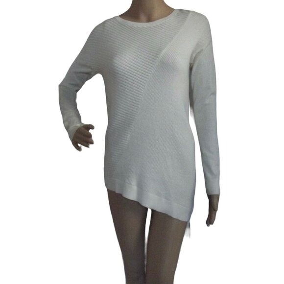 Express Sweater Womens Size Small (S 4-6)Ivory Long Asymmetrical Hi Lo Hem Tunic - Picture 2 of 12